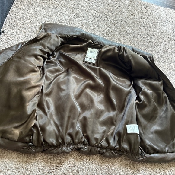 Abercrombie & Fitch Oversized Vegan Leather Brown Quilted Puffer Jacket Medium - Picture 5 of 13